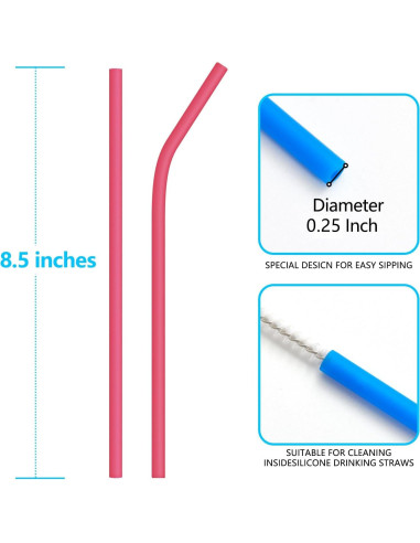 Pajitas de Silicona Reutilizables Coson Home 21.6 cm 12 Piezas