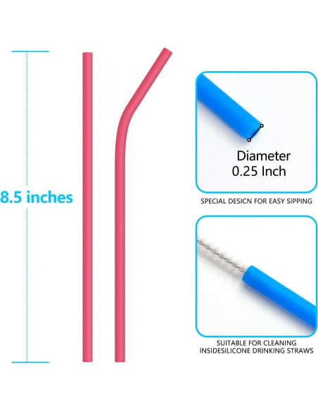 Pajitas de Silicona Reutilizables Coson Home 21.6 cm 12 Piezas Pajitas de Silicona Reutilizables Coson Home 21.6 cm 12 Piezas
