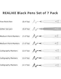 Conjunto de 7 Bolígrafos Negros REALIKE para Cricut Maker 2