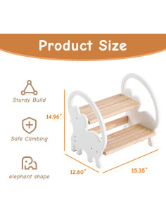 Escalera de Madera Nuvograin 2 Pasos Elefante Beige 2