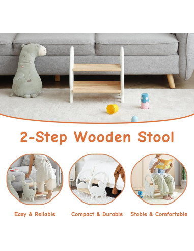 Escalera de Madera Nuvograin 2 Pasos Elefante Beige