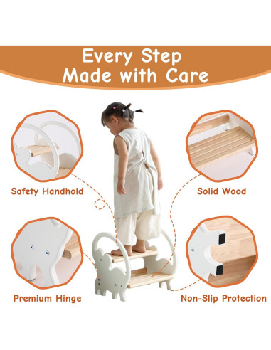 Escalera de Madera Nuvograin 2 Pasos Elefante Beige