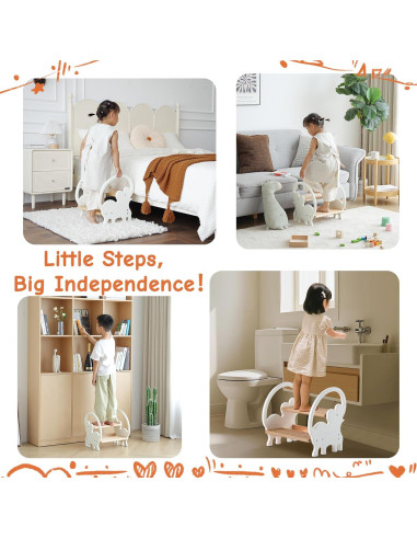 Escalera de Madera Nuvograin 2 Pasos Elefante Beige