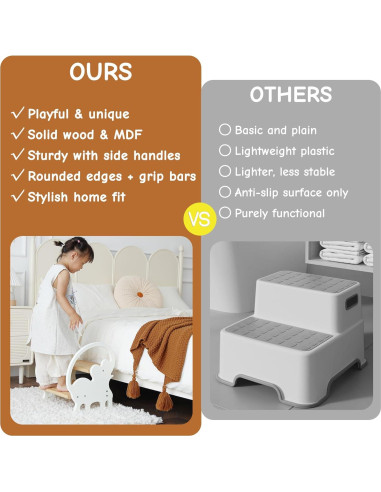 Escalera de Madera Nuvograin 2 Pasos Elefante Beige