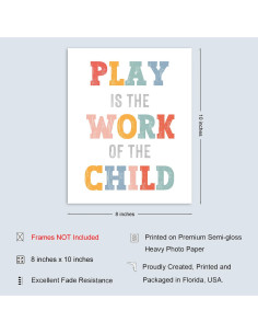 Impresión Artística Montessori El Juego Es El Trabajo 20x25cm 2