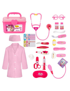 Kit de Doctor Liberry Rosa para Niños 3 a 5 Años con Estetoscopio