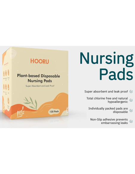 Almohadillas Desechables para Lactancia Hooru - 120 Pcs Ultra-Absorbentes