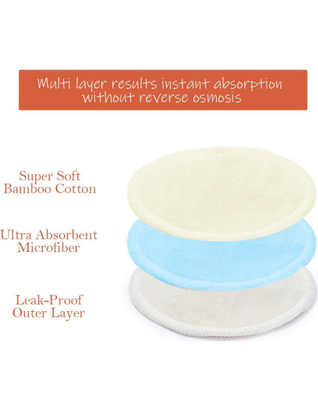 Almohadillas de Lactancia Orgánicas Jakuva 16 Piezas Reutilizables