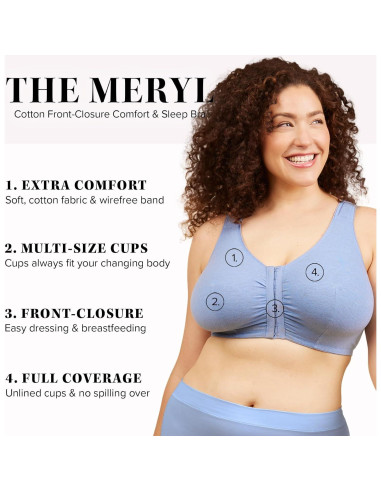 Sostén de Algodón Leading Lady 44F/H Azul Denim Melange