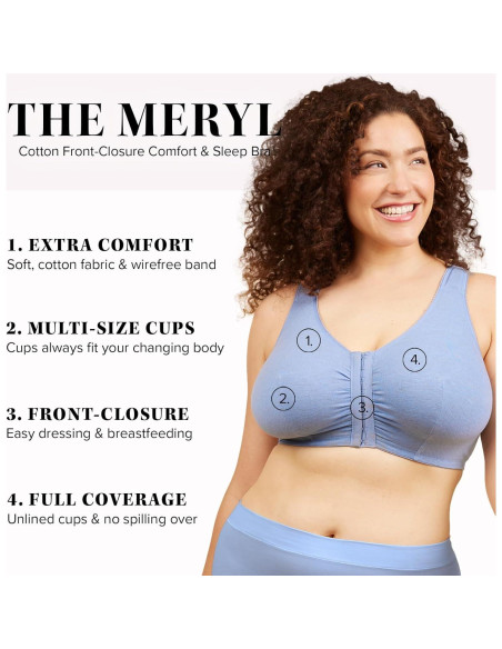 Sostén de Algodón Leading Lady 44F/H Azul Denim Melange Sostén de Algodón Leading Lady 44F/H Azul Denim Melange