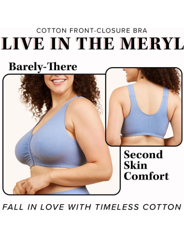 Sostén de Algodón Leading Lady 44F/H Azul Denim Melange