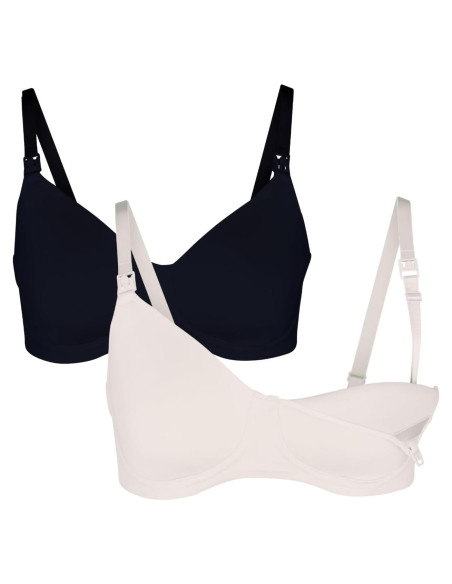 Sostén de Maternidad y Lactancia Simple Wishes 34F - 2 Pzs Negro/Rosa