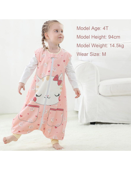MICHLEY Saco de Dormir para Bebés Unisex 1-3 Años Gato