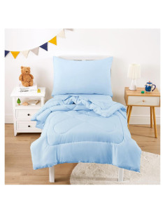 Juego de Ropa de Cama para Niños Despertar En Nubes 4 Piezas Azul