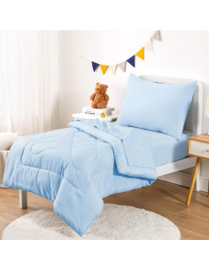 Juego de Ropa de Cama para Niños Despertar En Nubes 4 Piezas Azul 2