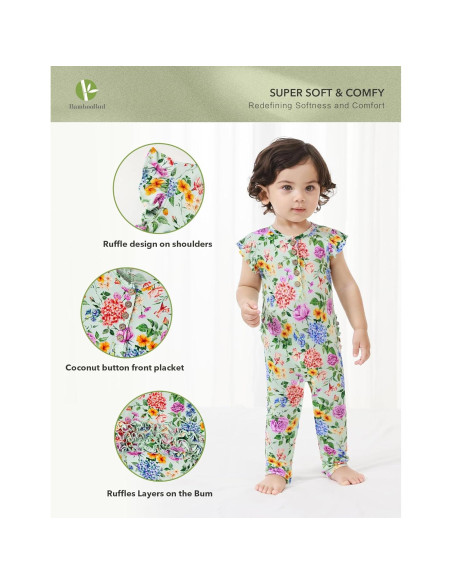 Mono sin mangas BambooBud para bebé 12-18 meses flores