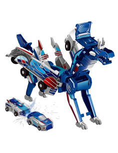 Coche Transformador Dinosaurio Liluwushe Azul 13.5x11.5cm