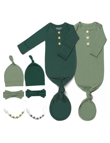 Conjunto Gown Anudado Suave para Recién Nacidos 0-3M