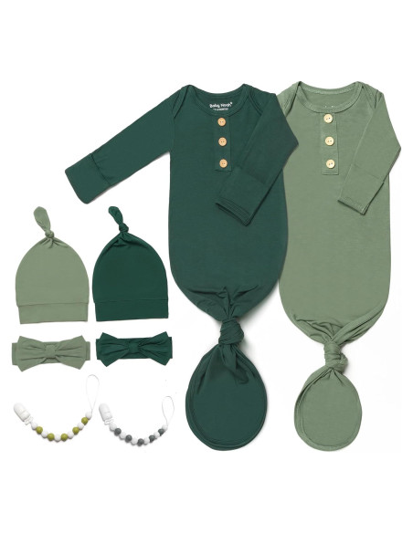 Conjunto Gown Anudado Suave para Recién Nacidos 0-3M