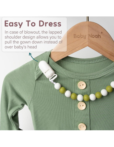 Conjunto Gown Anudado Suave para Recién Nacidos 0-3M