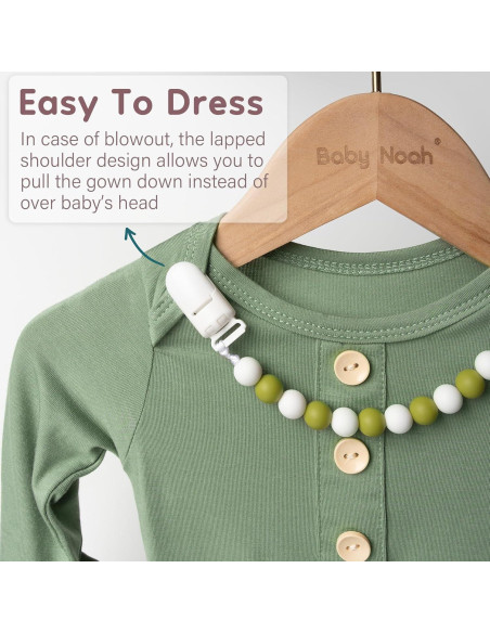 Conjunto Gown Anudado Suave para Recién Nacidos 0-3M