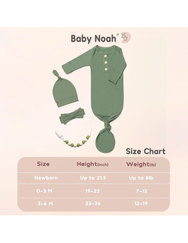 Conjunto Gown Anudado Suave para Recién Nacidos 0-3M