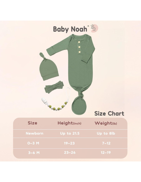 Conjunto Gown Anudado Suave para Recién Nacidos 0-3M