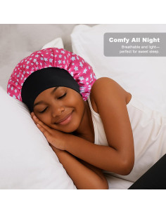 Gorro de Seda para Dormir Niñas 2PCS Suave y Ajustable 2