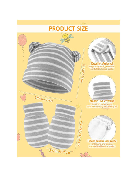 Conjunto de Gorros y Manoplas Geyoga 12 Piezas Bebés 0-12 Meses