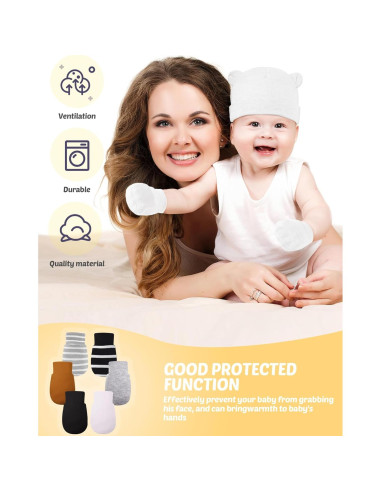 Conjunto de Gorros y Manoplas Geyoga 12 Piezas Bebés 0-12 Meses