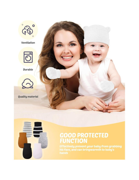 Conjunto de Gorros y Manoplas Geyoga 12 Piezas Bebés 0-12 Meses