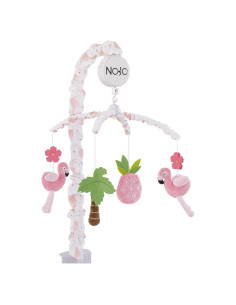 Móvil Musical NoHo Tropical Flamingo con Flores y Piña