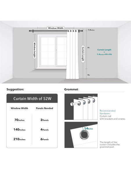 Cortinas Deconovo 100% Opacas Aislantes Térmicos 132x241 cm 2 Paneles