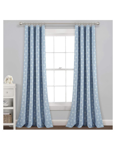 Cortina Blackout Lush Decor Bebé Estrella de Mar Azul 132x213cm