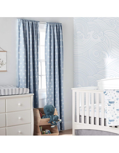 Cortina Blackout Lush Decor Bebé Estrella de Mar Azul 132x213cm