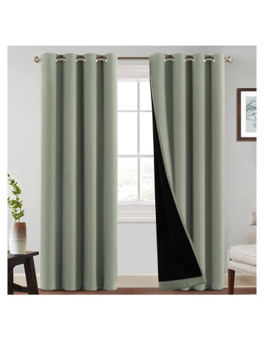 Cortinas Opacas PrinceDeco 132x213 cm Aislantes Energía Sage