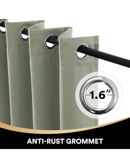 Cortinas Opacas PrinceDeco 132x213 cm Aislantes Energía Sage