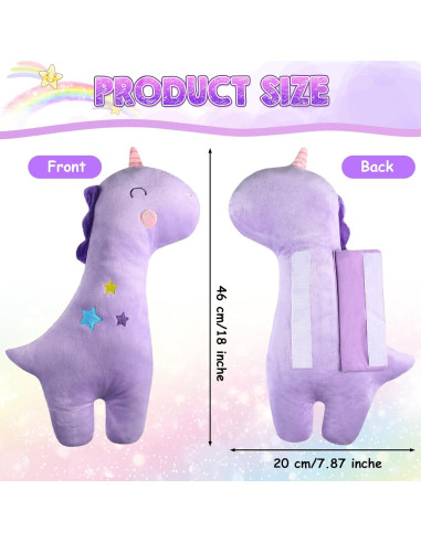 Funda de Almohada para Cinturón de Seguridad Niños Lenwen 2 Pcs Unicornio Violeta