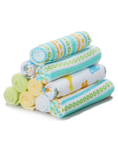 Juego de Toallitas de Baño Spasilk para Bebés 10 Piezas Rayas Amarillas