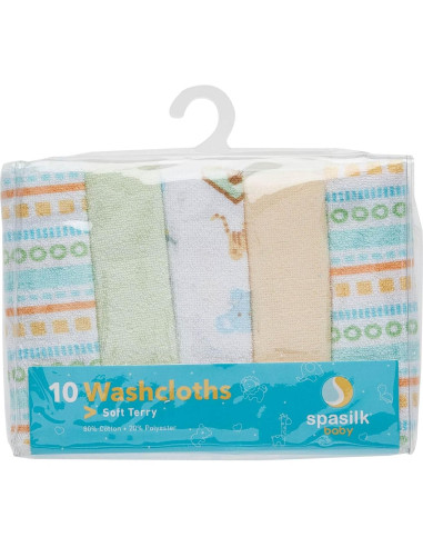 Juego de Toallitas de Baño Spasilk para Bebés 10 Piezas Rayas Amarillas