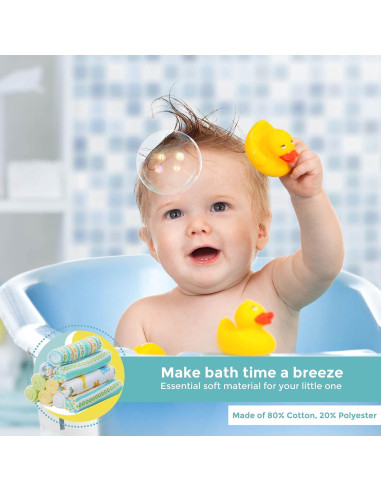 Juego de Toallitas de Baño Spasilk para Bebés 10 Piezas Rayas Amarillas