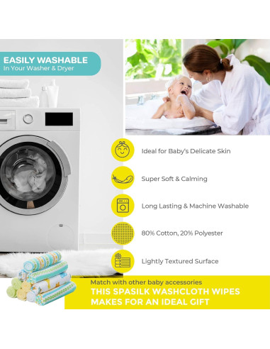 Juego de Toallitas de Baño Spasilk para Bebés 10 Piezas Rayas Amarillas