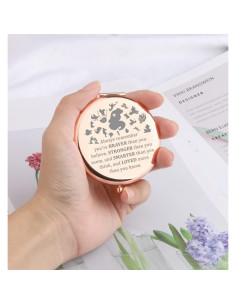 Espejo de Maquillaje Compacto WSNANG Sirena Oro Rosa 7.1cm 2