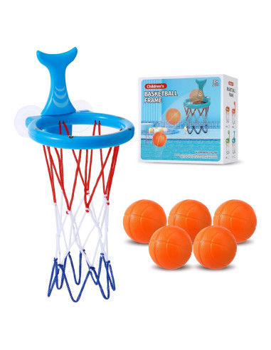 Juguete de Baño Avolend Aro de Baloncesto con 5 Pelotas