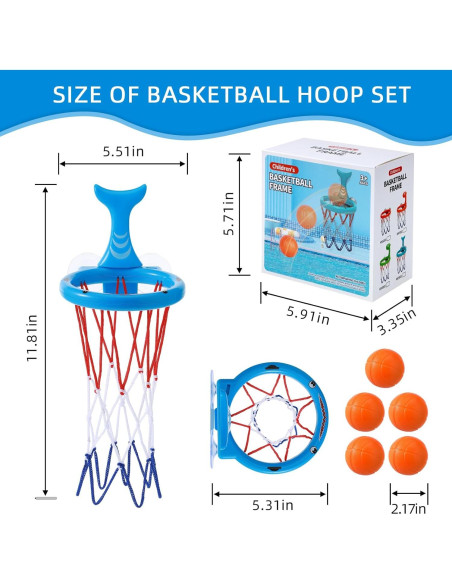Juguete de Baño Avolend Aro de Baloncesto con 5 Pelotas