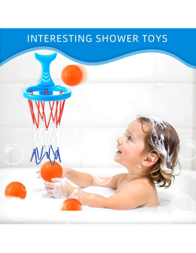 Juguete de Baño Avolend Aro de Baloncesto con 5 Pelotas
