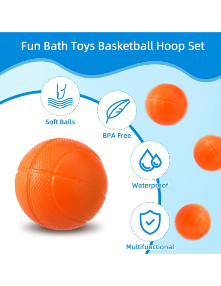 Juguete de Baño Avolend Aro de Baloncesto con 5 Pelotas