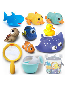 Juguetes de baño para bebés HAYAYO - 11 piezas, sin agujero