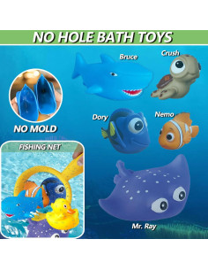 Juguetes de baño para bebés HAYAYO - 11 piezas, sin agujero 2