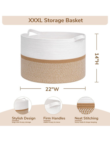 Cesta de Almacenamiento XXL CHICVITA de Algodón 56x36 cm